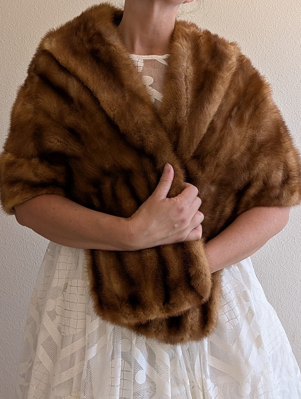 1950's vintage MINK FUR WRAP shawl 50's